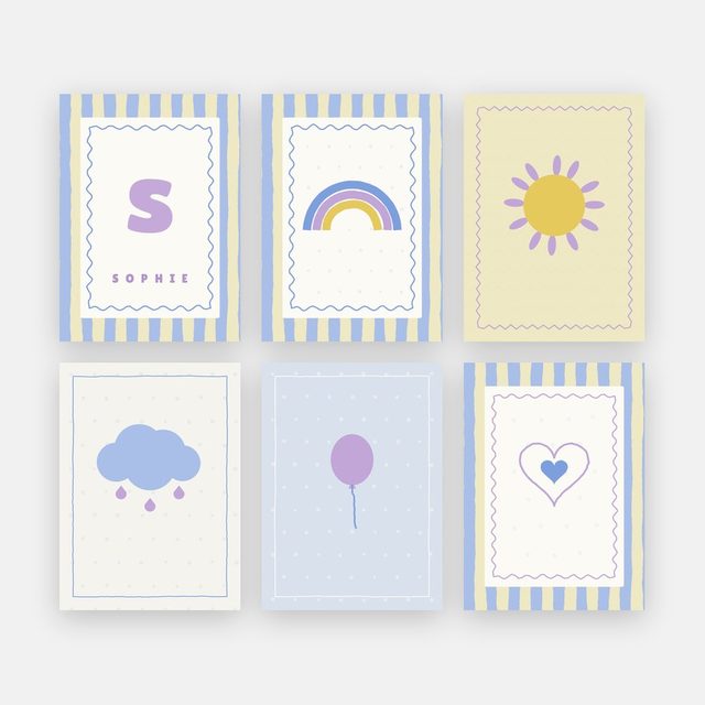 Namensposter 6er-Set „Pastell & Welle“ – Motiv